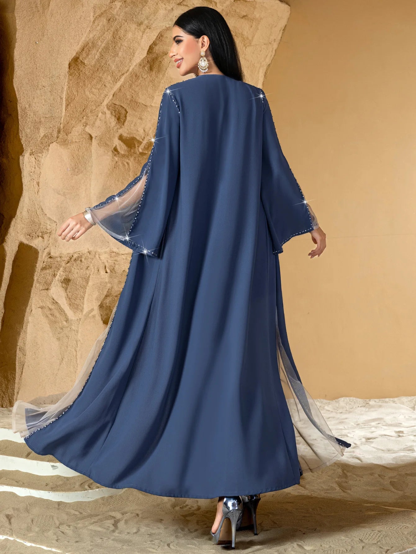 Eid Diamonds Abayas for Women 2025 Fashion Muslim Dress Dubai Open Abaya Kebaya Kimono Jalabiya Caftan Marocain Femme Robe Gown