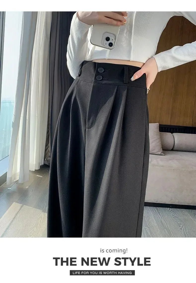 Elegante Breite Bein Hosen Frauen Koreanischen Stil Hohe Taille Schwarz Baggy Hosen Büro Damen Mode Lose Anzug Hosen Streetwear.