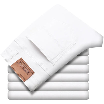 98% Cotton 4 Colors Stretchy Jeans Men's Mid-waist Straight Pencil Denim Trousers Brand Clothing Personality Fashion Male Pants