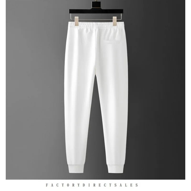 Minglu Spring Autumn Men's Sets Luxury Bee Printed Zipper Sweatshirt Solid Color Leisure Sports Elastic Wasit Pants Man Suits.