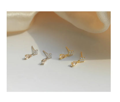 Korean Cute Ear Piercing Water Drop Earrings for Women Crystal Short Tassel Hypoallergenic Female Earrings Party Jewelry Brincos.