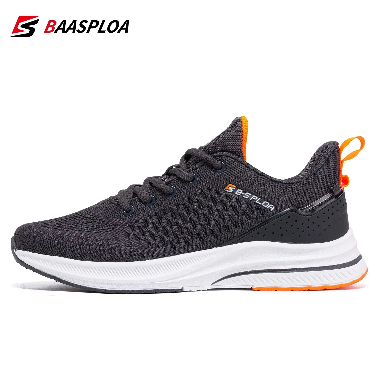 Baasploa Men's Running Shoes New Fashion Lightweight Mesh Breathable Walking Shoes Male Outdoor Casual Lace-Up Sports Shoes.