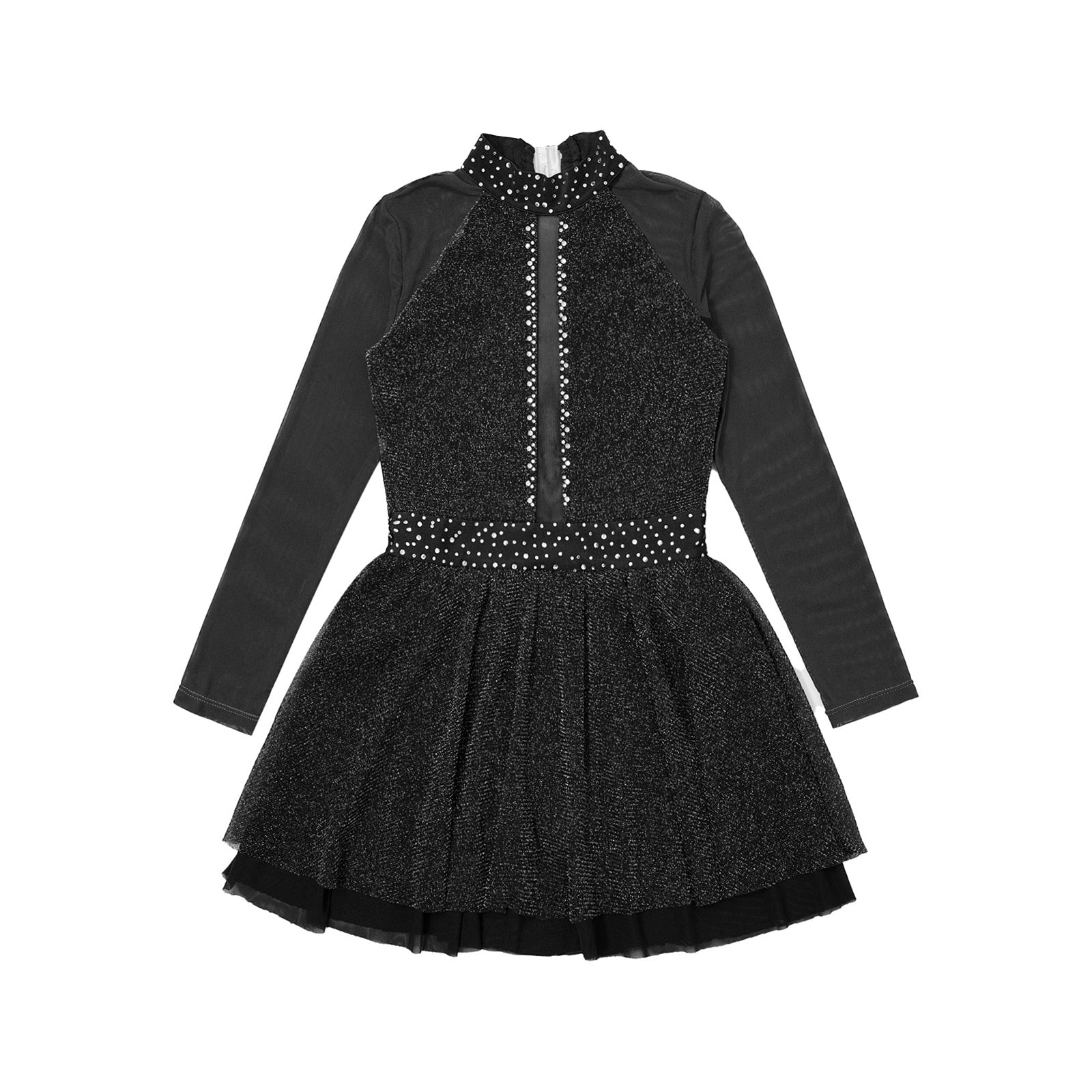 Kinder Mädchen Eiskunstlauf Kostüm Ballett lyrische Tanz gymnastik Trikot Kleid Langarm glänzend Mesh Performance Dance wear.