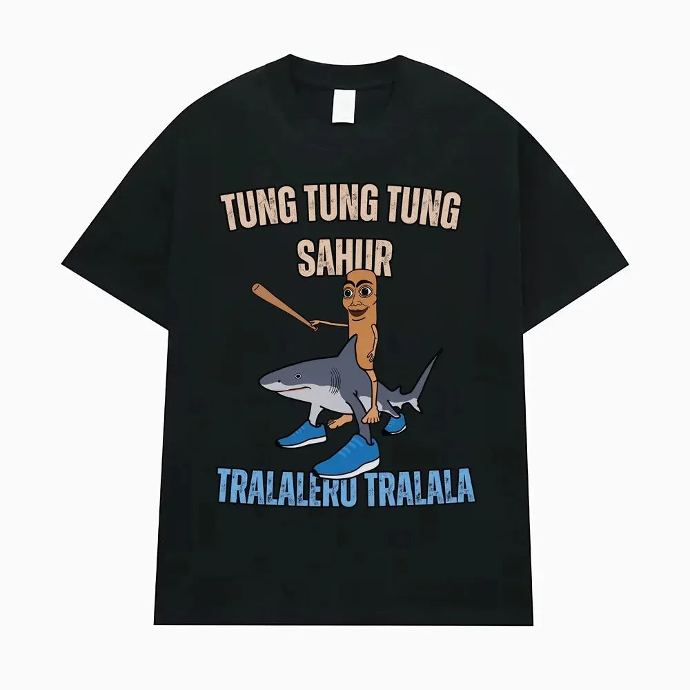 Tung Tung Sahur Fun Baseball Bat Stem 100% Cotton T-shirt Men's Clothing Fashion Humor Style T-shirt Summer Top T-shirt.