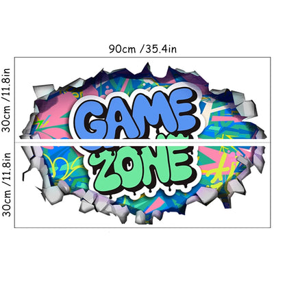 Larger Game Poster 3D Wall Hole Art Cool Gamer Zone Gamepad Vinyl Mural Stickers Home Decoration for Kids Bedroom Gaming Rooms.
