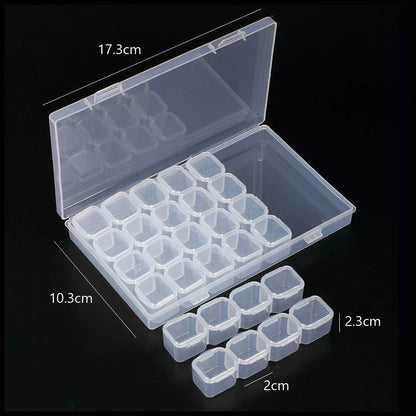 Clear Storage Box 28 Grids Separate Slots Jewelry Beads Nail Art Rhinestones Organizer Display Case for Craft Tools.