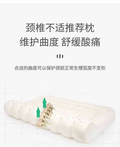 New Natural Latex Pillow with Organic Cotton Cover Standard Size Soft Pressure Relief Neck Pain Relief Bed Pillow for Side Queen.