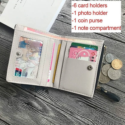 Cute Girl Heart Women's Embroidered Thread Cartoon Animal Wallet Korean Version Short Tassel Zipper Card Bag Earphone Cable Bag.