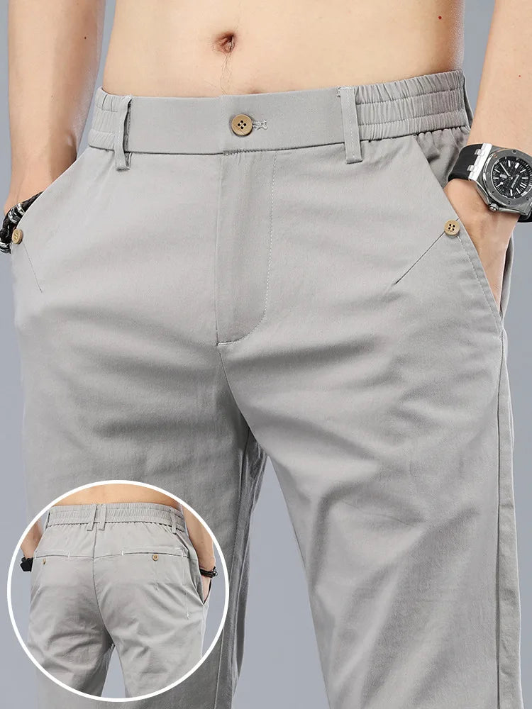 Marke Kleidung männer Casual Hosen 98% Baumwolle Dünne Business Gerade Slim Fit Klassische Hosen Stretch Frühling Sommer Männliche Hosen