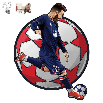 Soccer Player Wooden Puzzle for Football Fan Sports Star Wood Jigsaw Advanced Difficulty A3 A4 Size Puzzles