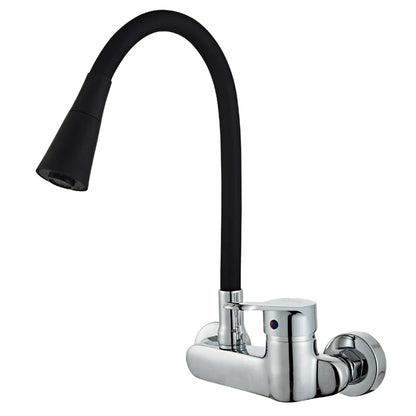 BAKALA Multicolor Wall Mounted Kitchen Faucet 360 Degree Swivel Flexible Hose Double Hole Sink Mixer Tap Wall Kitchen Mixers