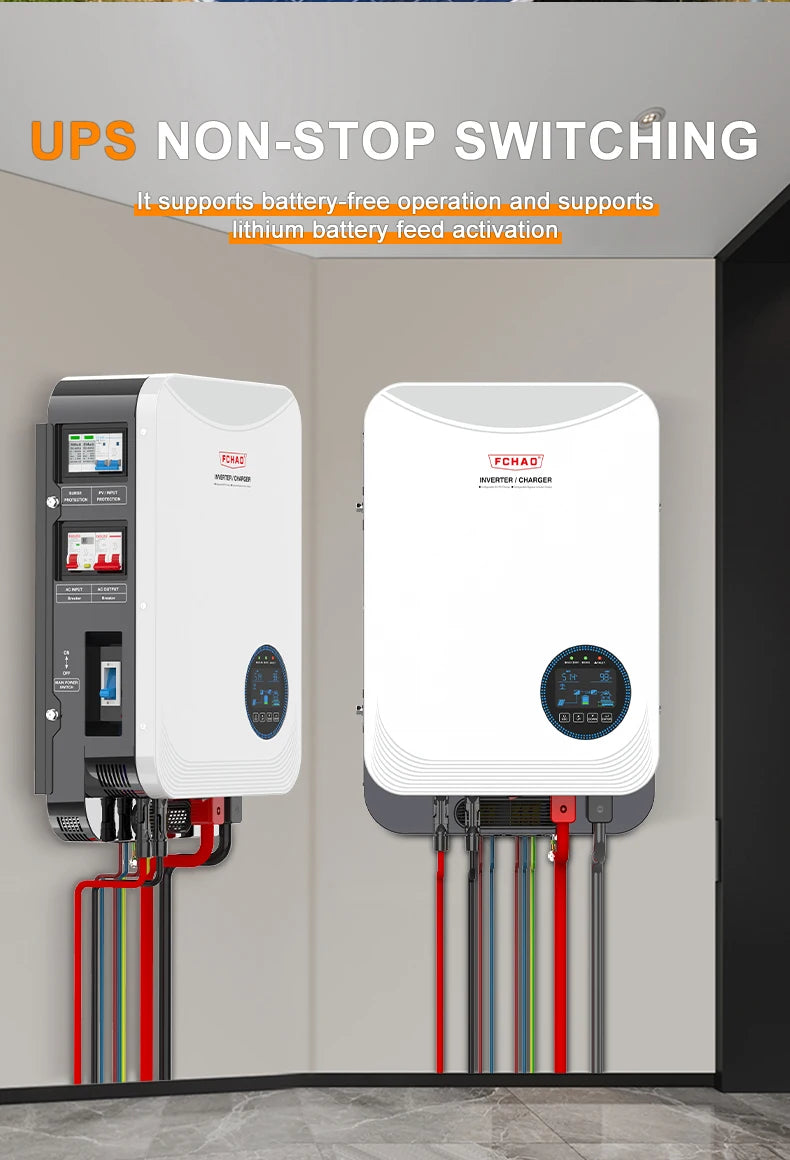 FCHAO sine wave inverter WiFi APP remote control solar photovoltaic hybrid 24V48V off-grid MPPT high power 6.2KW energy-saving.