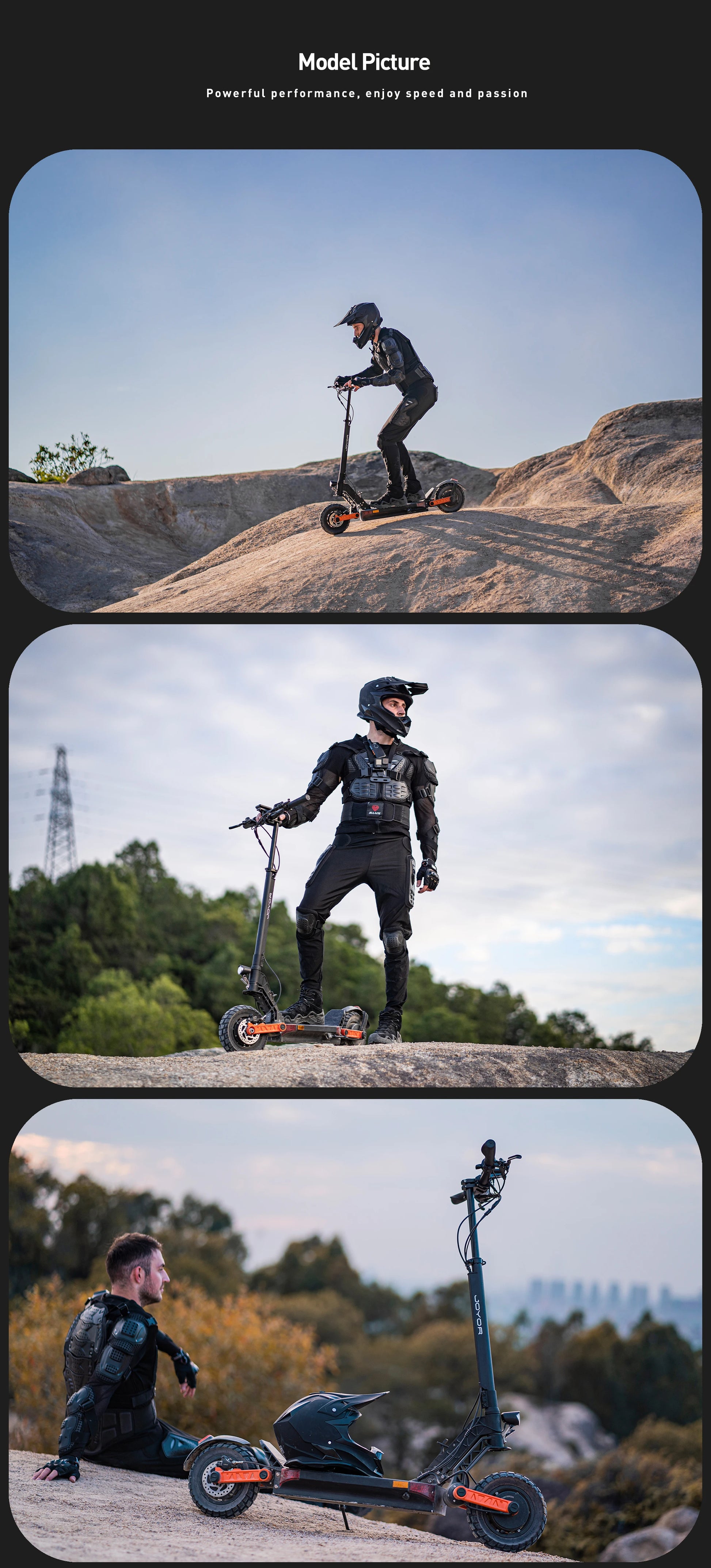 JOYOR S10-S-Z Electric Scooter 60V 18Ah Dual Motor 2000W 10 Inch Tire Adult Escooter 65km/h Max Speed 70-85km Range Black.