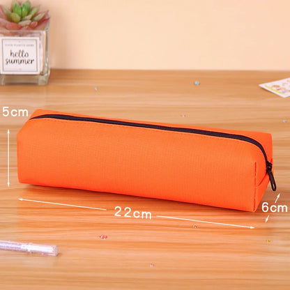 Solid Color Pencil Case Simple Pencil Bags For Student New Stationery School Supplies Kids Gift Zipper Big Cosmetic Bag.