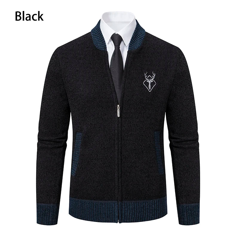 Sweater Cardigan Knitted Men's Clothing Korean Style Long Sleeve Fleece Warm Overcoat Baseball Jumper New Wool Sweatercoat.