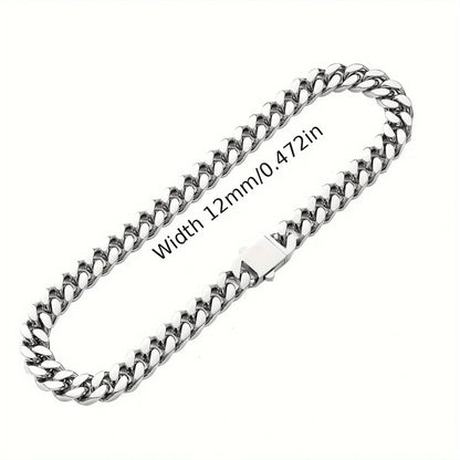 316 Stainless Steel Plated 18k Gold Fashion 8.10.12mm Encrypted Cuban Chain Miami Rap Hip Hop Men's Bracelet Accessory