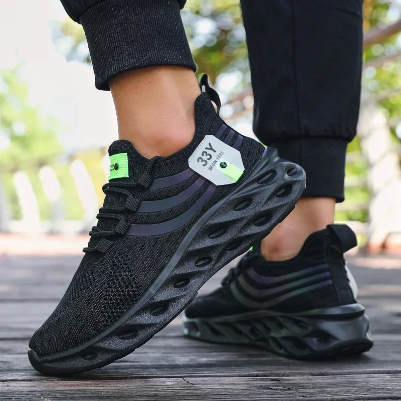 Men's Summer Breathable Mesh Shoes Lightweight Non Slip Knit Running Sneakers Trendy Aesthetic Focused Jogging Basketball Shoes.