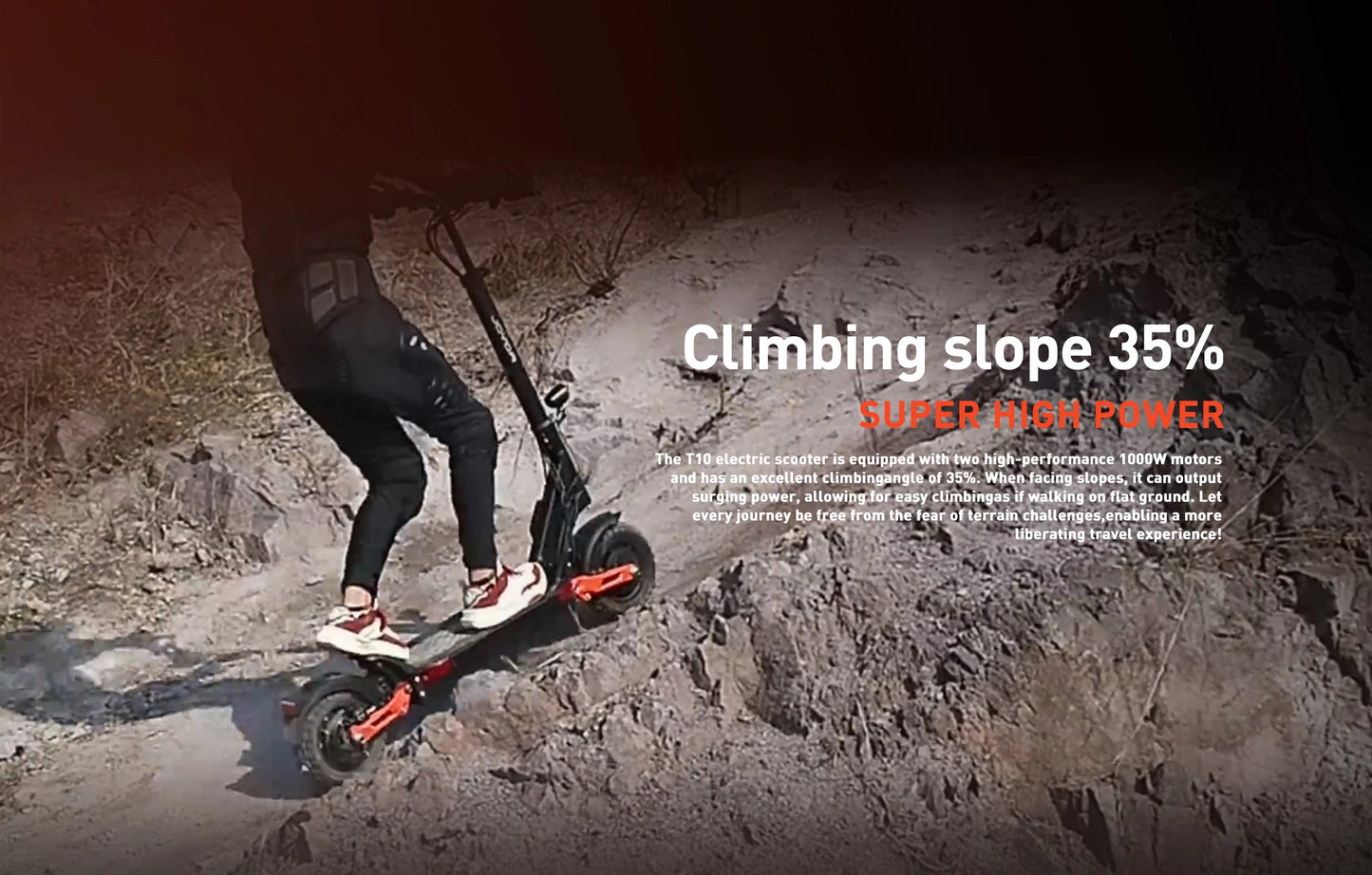 JOYOR T10 Folding Electric Scooter, Dual 1000W Motor, 10 inch Off-road Adults E-scooter with 60V 18Ah Battery.