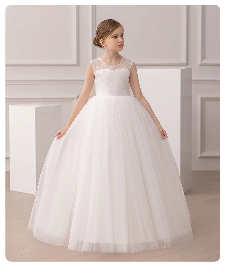 Brautjungfer Hochzeitskleid Blumenmädchen Prinzessin Kleid Elegante Mädchen Partykleider Klavier Performance Kleid Kinder Ballkleid.