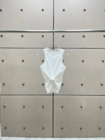 Y2K knotted twist knitted threaded round neck Top women fashionable and versatile navel padded shoulder short-sleeved T-shirt