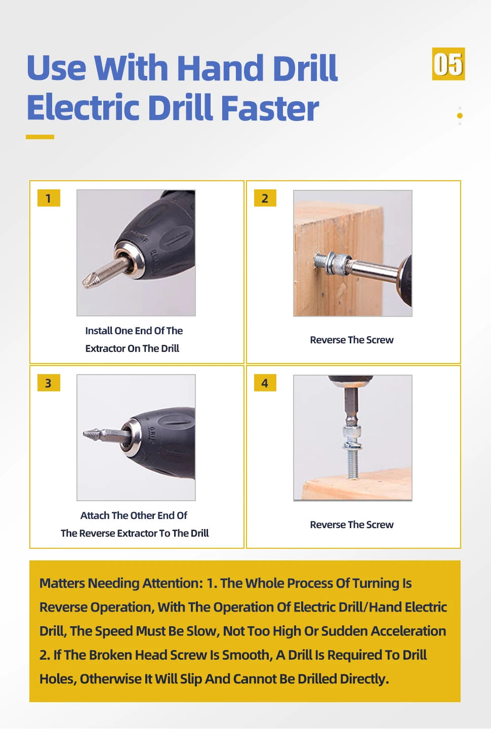 TOOLEYE Beschädigte Schraube Extractor Set Zentrum Bohrer Set Holzbearbeitung Werkzeuge Gebrochene Bolzen Extractor Schrauben Schrauben Entferner Extractor