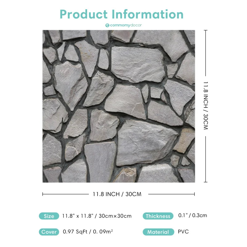 1/10pcs 3D Faux Stone Peel and Stick Wall Panel Self Adhesive Kitchen Tile Backsplash 3D Wall Sticker Tile Sticker 30cm x 30 cm