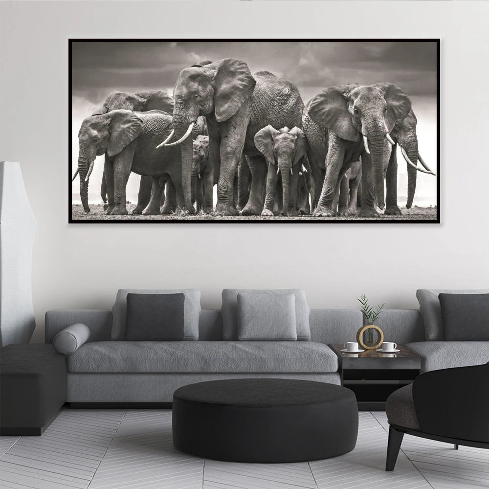 Walking Elephant Home Decoration Canvas Painting Modern Light Luxury Living Room Wall Art Posters High End Picture Print Artwork.