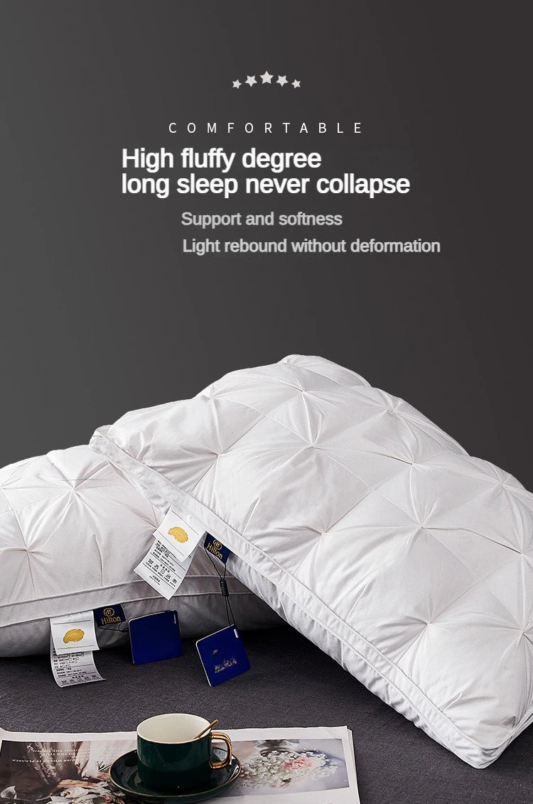 95% Goose Down Pillow White Cotton PillowCover Rectangle Bedroom Sleep 5-Star Hotel Pillow Low-Mid-high Pillows for Sleeping.