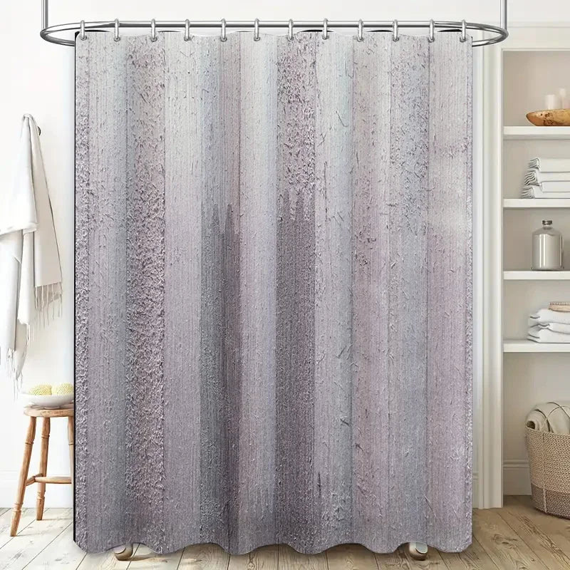 Modernes, weiß strukturiertes Duschvorhang-Set für Badezimmerdekoration, perfekt sitzendes Stangentaschendesign (1er-Set)