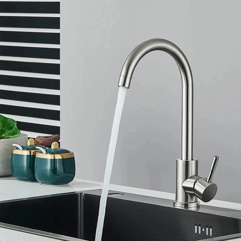 Matte Kitchen Faucet Deck Sinks Faucet High Arch 360 Degree Swivel Cold Hot Mixer Water Tap