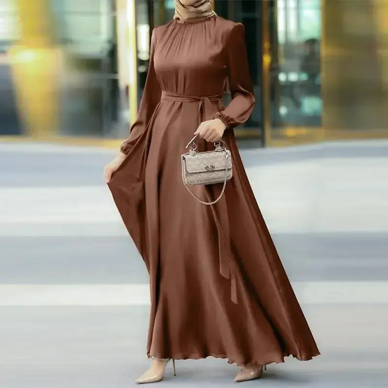 Muslim Maxi Dresses for Women Arabian Simple Loose Solid Elegant Dubai Turkey Islamic Temperament Muslim Plain Abayas for Women.