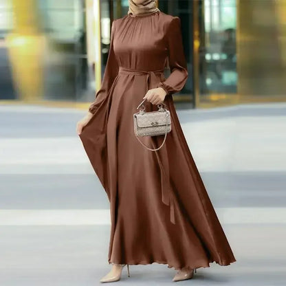 Muslim Maxi Dresses for Women Arabian Simple Loose Solid Elegant Dubai Turkey Islamic Temperament Muslim Plain Abayas for Women.