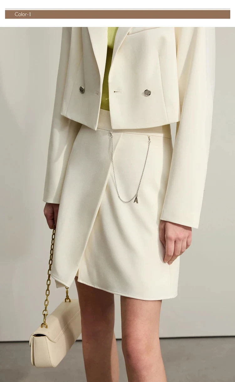 AMII Minimalism Casual Shorts Skirts Women High Rase 2024 Autumn New Fashion Commuter Lady Straight Blazer A-Line Skirt 12343035