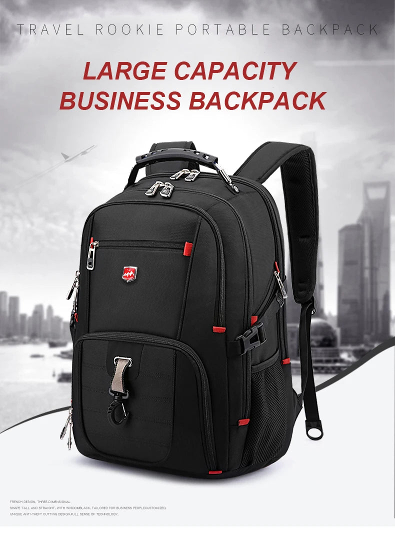 Wasserdichte 20-Zoll-Laptop-Rucksäcke USB-Lade Schultasche Diebstahlsicherer Herren-Rucksack Reiserucksack Männlicher Mochila Hohe Kapazität.