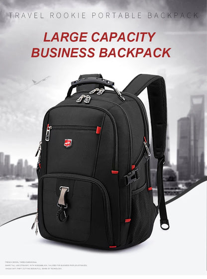 Wasserdichte 20-Zoll-Laptop-Rucksäcke USB-Lade Schultasche Diebstahlsicherer Herren-Rucksack Reiserucksack Männlicher Mochila Hohe Kapazität.