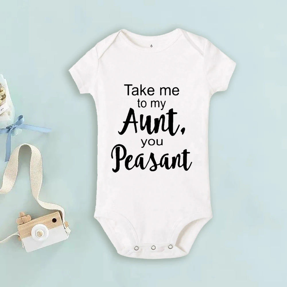 Take Me To My Tante You Baby-Body mit Bauernmuster, kurzärmelig, für Neugeborene, lockerer Komfort-Strampler, bestes Geschenk für Babys.