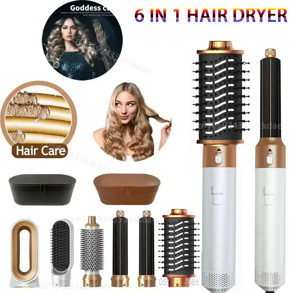 6 in 1 Hair Dryer Brush Hot Comb Set Professional Curling Iron Hair Straightener Styling Tool For Dyson Airwrap Hair Dryer.