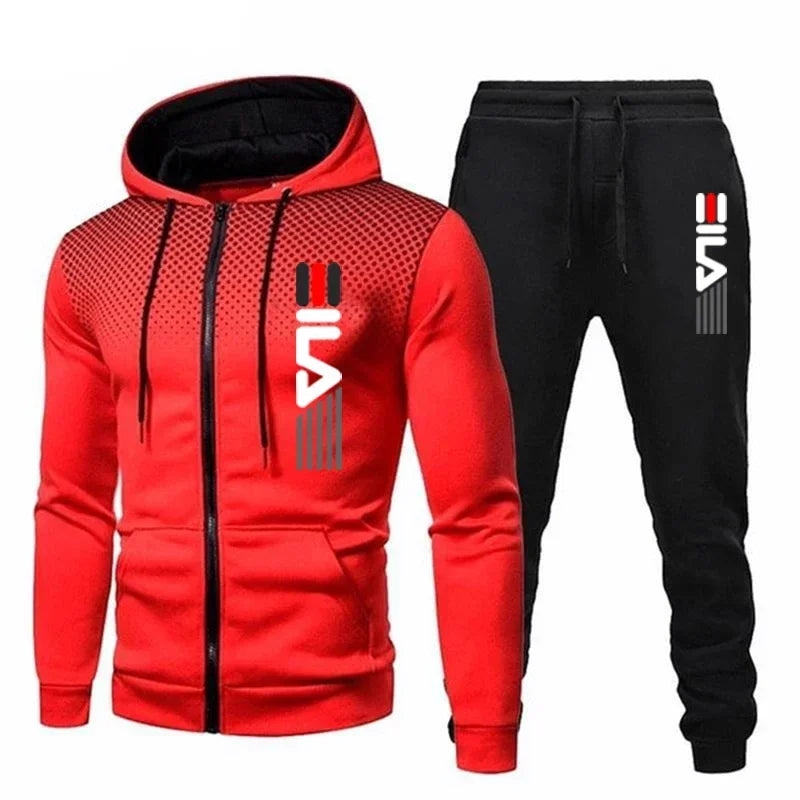 2025 Men's sportswear set, casual sports zipper cardigan, outdoor jogging multi-functional sportswear set, comfortable sportswea.