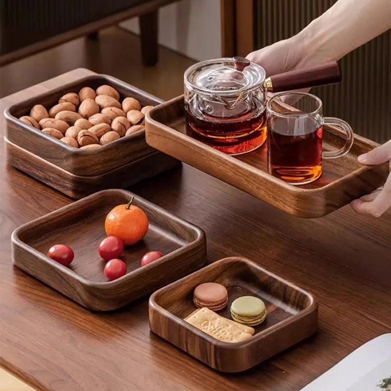 Acacia Wood Dried Fruit Plate High-grade Wooden Fruit Plate Snacks Home Refreshment Tray Nut Box Organizer.