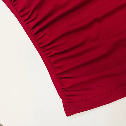 New fashion women's casual slim fit pleated high neck long sleeved solid color top t-shirt