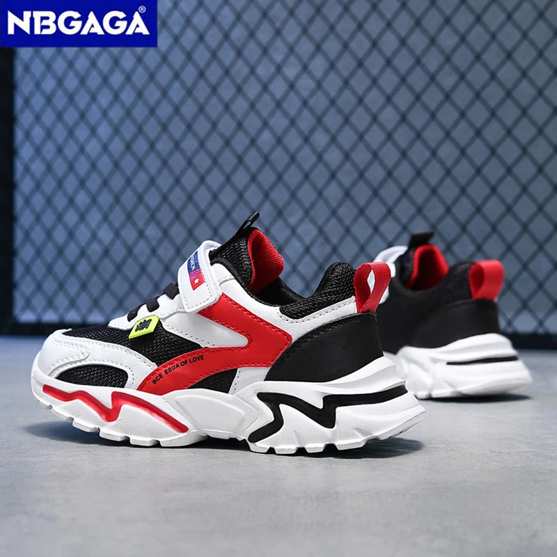 Kid Sneakers Sport Shoes for Boys Fashion Leather Children Breathable Mesh Comfort Shoes Casual Walking Outdoor Running Shoes.
