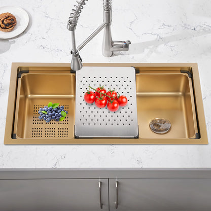 Gold 30 × 18 × 9 Inch 304 Stainless Steel Sink Undercarriage Kitchen Sink Stainless Steel Sink For Restaurants Dessert Shops Etc