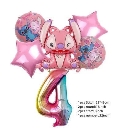 Niedliche Cartoon-Lilo und Stitch-Luftballons, alles Gute zum Geburtstag, Party, Babyparty, Dekorationen, Kindergeschenke, Einweggeschirr
