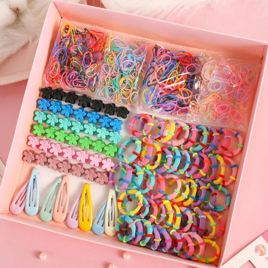 270/565/870Pcs Hair Accessories Set Girls Colorful Rubber Band Cute Flower Hairpins Children Headband Barrettes Kids Accessories.