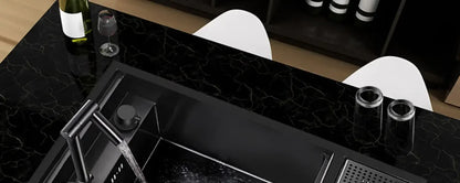 55 cm x 32 cm, 304 Nano-Edelstahl, versteckter Waschbecken-Klapphahn mit großem Einzelschlitz und Abdeckplatte, Bartheke, Tassenscheibe