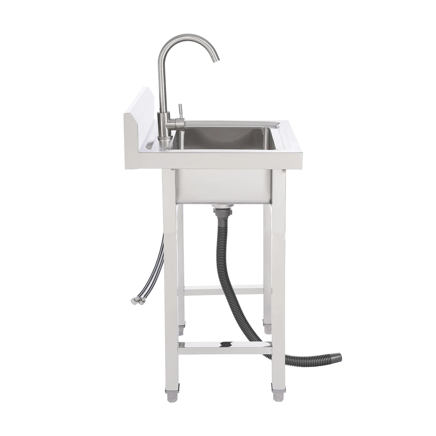 Kommerzielle Waschbecken aus 201 Edelstahl, bodenstehendes kommerzielles Waschbecken für Küchen, Cafés, Bars und Milchteeladen