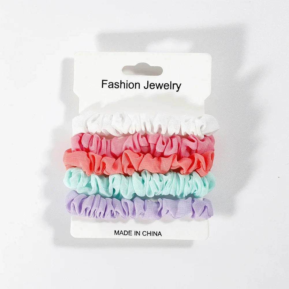 Sweet Multicolor Hair Tie Hair Clip Set Durable Hairpin Simple Elastic Ponytail Rubber Band Headwear Hair Styling Accessories.
