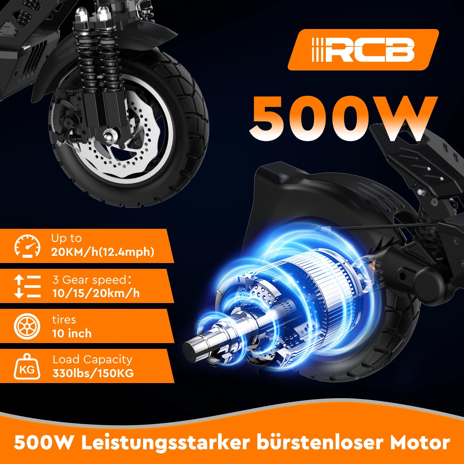 RCB Electric Scooter D5/D5 PRO ABE (premium version), NFC/Indicator/APP, 500W Motor Peak 1600, 10" Commuting E Scooter for Adult.