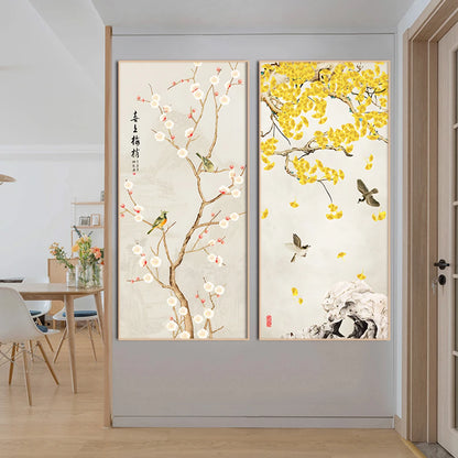 Chinese Simple Ink Art Canvas Poster Flower And Bird Wall Painting Prints Pictures Bedroom Corridor Living Room Decoration Mural.