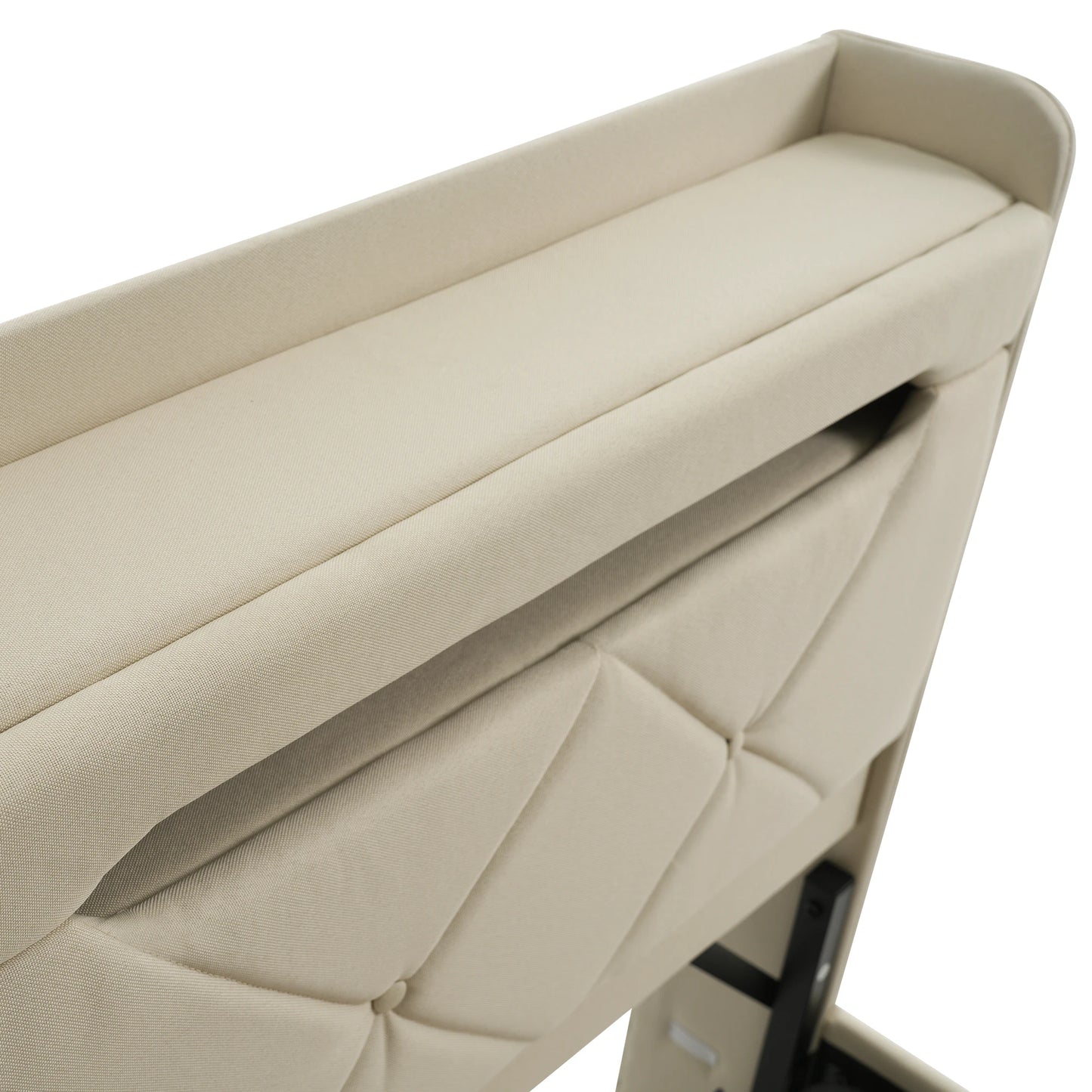 KOMHTOM Doppelbett Leinen, mit USB und Typ C-Port, 360-Surround-LED-Funktion, Hydraulischer Stauraum, ohne Matratze